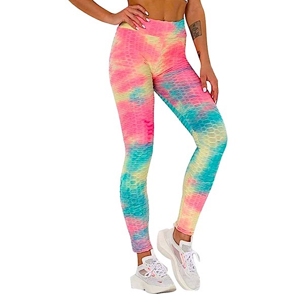 Zrucci size large pastel tie dye honeycomb tiktok booty lift leggings NWT - Picture 5 of 16